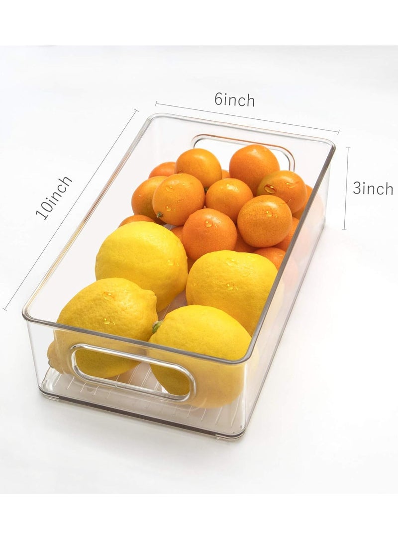 Toko - Fridge Organizers | 6 Pack | Free 20 Pc Disposable Gloves | Built-in Handles | Size: 10 Liter | Including 20 pc Plastic Bags | Clear | BPA Free | Used for Pantry, Cabinets, Shelves, Drawer, Freezer | Food Safe - Image 1