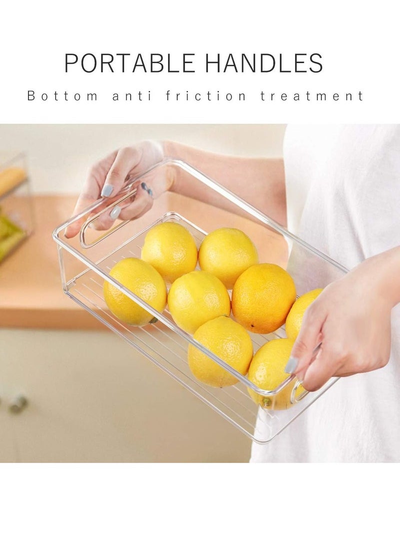 Toko - Fridge Organizers | 6 Pack | Free 20 Pc Disposable Gloves | Built-in Handles | Size: 10 Liter | Including 20 pc Plastic Bags | Clear | BPA Free | Used for Pantry, Cabinets, Shelves, Drawer, Freezer | Food Safe - Image 1