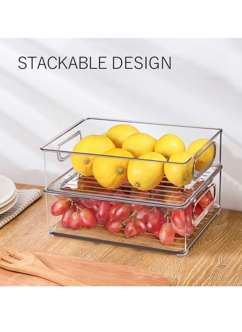 Toko - Fridge Organizers | 6 Pack | Free 20 Pc Disposable Gloves | Built-in Handles | Size: 10 Liter | Including 20 pc Plastic Bags | Clear | BPA Free | Used for Pantry, Cabinets, Shelves, Drawer, Freezer | Food Safe - Image 1