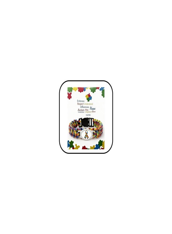 72ore Autism Awareness Bracelet Autism Support Bracelet Handmade Braided Woven Adjustable Paracord Multicolor Puzzle Gift - Image 1