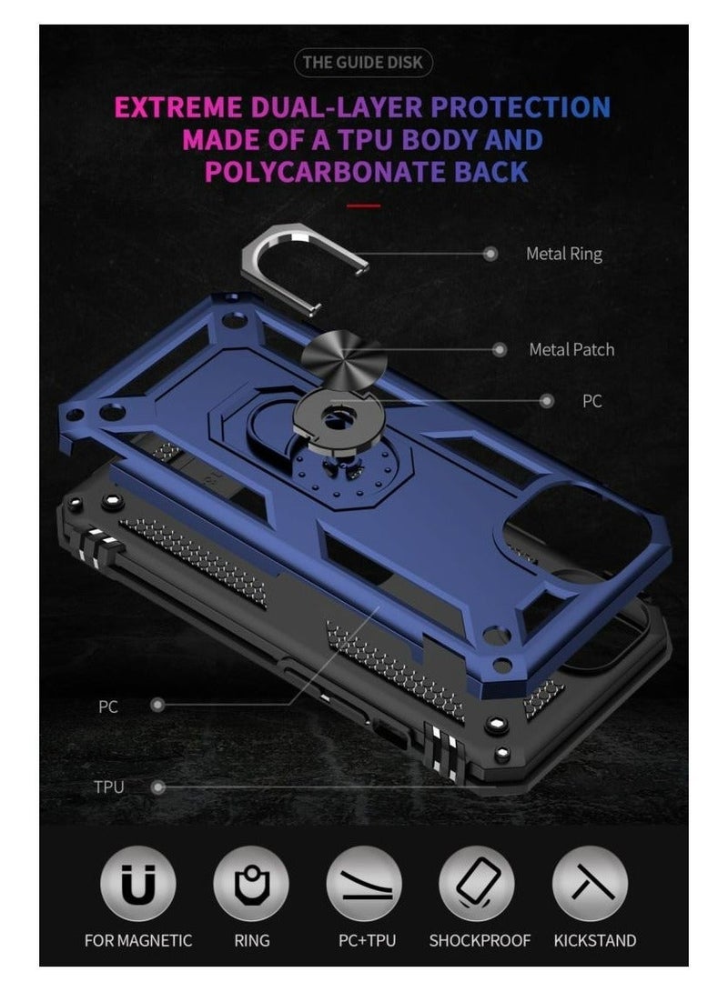 Protective Case For iPhone 13 Heavy Duty Armor with Magnetic Ring Stand - Image 5