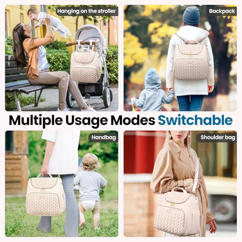 Tealari 4 in 1 Convertible Diaper Bag Backpack,Waterproof Baby Diaper Bag with Changing Pad,Converts into Baby Tote Bag,Diaper Backpack,Stroller Bag and Crossbody Diaper Bag - Image 3