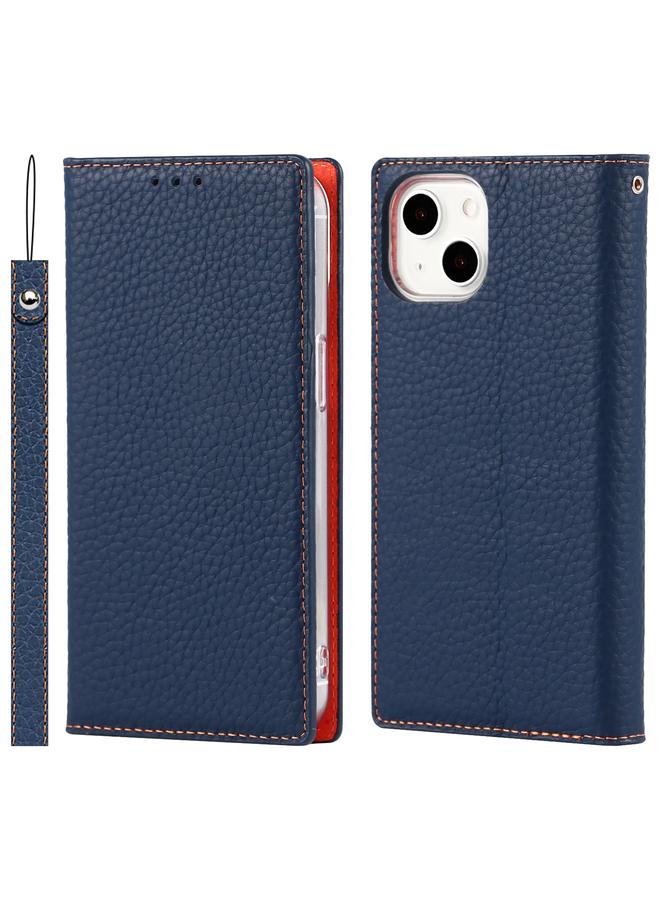 Zaboon Case For iPhone 13 Litchi Texture Genuine Leather Phone Case With Lanyard & Holder & Card Slots & Wallet - Image 1