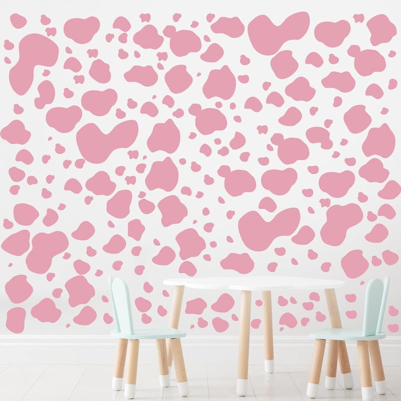 Chinco 184 Pcs Cow Print Stickers Adhesive Wall Stickers Cow Print Vinyl Art Decal Removable Wall Decor Waterproof Animal Design Decals for Bedroom Living Room NurseryPink - Image 4