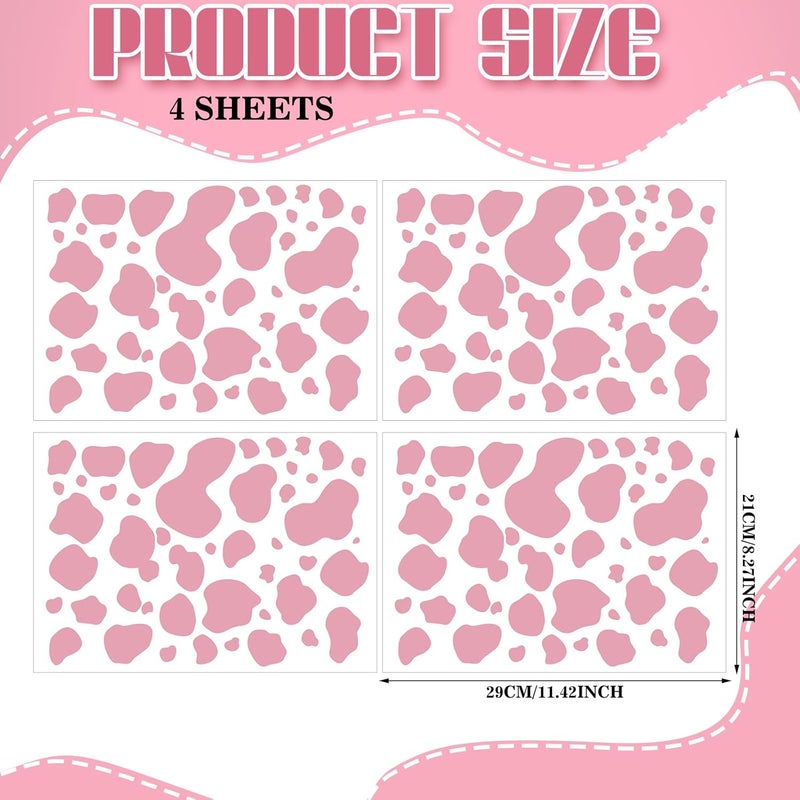 Chinco 184 Pcs Cow Print Stickers Adhesive Wall Stickers Cow Print Vinyl Art Decal Removable Wall Decor Waterproof Animal Design Decals for Bedroom Living Room NurseryPink - Image 2