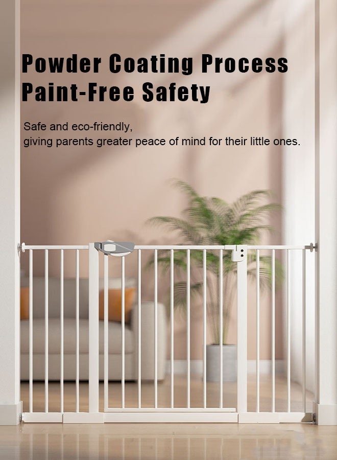 كوزينيست بوابة أمان للأطفال باللون الأبيض بعرض كبير للسلالم والمداخل، تناسب فتحات حتى 116 سم، مع قطع تمديد 7 سم و30 سم، بوابة مرور آمنة للأطفال الصغار والكلاب، متينة وسهلة التركيب - Image 1