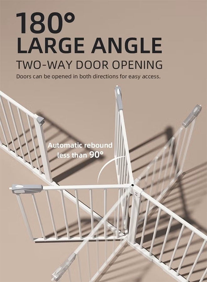 كوزينيست بوابة أمان للأطفال باللون الأبيض بعرض كبير للسلالم والمداخل، تناسب فتحات حتى 116 سم، مع قطع تمديد 7 سم و30 سم، بوابة مرور آمنة للأطفال الصغار والكلاب، متينة وسهلة التركيب - Image 2