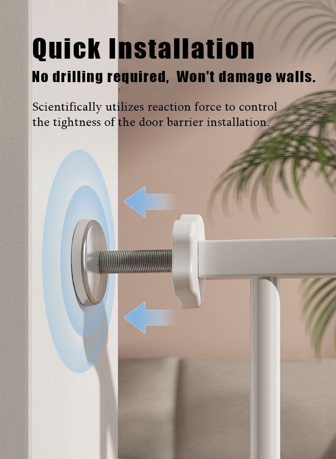 كوزينيست بوابة أمان للأطفال باللون الأبيض بعرض كبير للسلالم والمداخل، تناسب فتحات حتى 116 سم، مع قطع تمديد 7 سم و30 سم، بوابة مرور آمنة للأطفال الصغار والكلاب، متينة وسهلة التركيب - Image 4