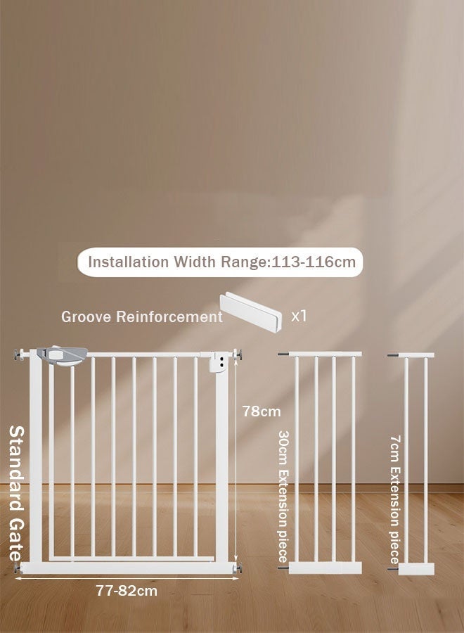 كوزينيست بوابة أمان للأطفال باللون الأبيض بعرض كبير للسلالم والمداخل، تناسب فتحات حتى 116 سم، مع قطع تمديد 7 سم و30 سم، بوابة مرور آمنة للأطفال الصغار والكلاب، متينة وسهلة التركيب - Image 5