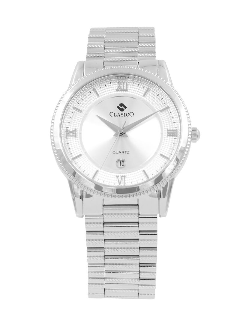 Clasico Flymaster Men's Chronograph Silver White Edition | Elite Y121 Quartz Movement | Waterproof Round Dial | Stainless Steel Belts - Image 1