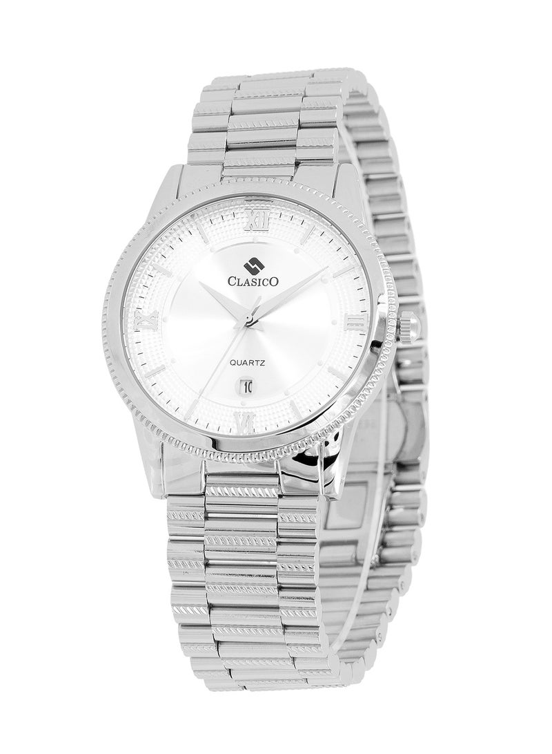 Clasico Flymaster Men's Chronograph Silver White Edition | Elite Y121 Quartz Movement | Waterproof Round Dial | Stainless Steel Belts - Image 3