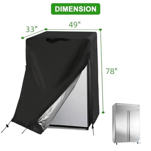 Guisong Commercial Refrigerator Cover for 36Cu Ft Commercial Refrigerator Freezer Combo48 Inch Waterproof Fridge with Freezer Cover for Industrial Stainless Steel Fridge49 W x 33 D x 78 H - Image 3