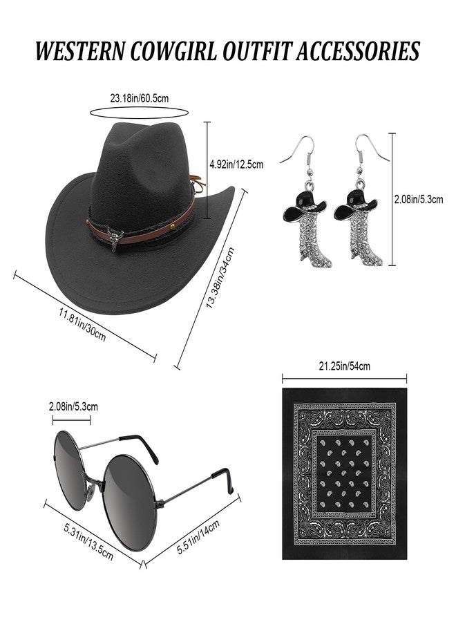 HyperFun Western Cowgirl Outfits Cowboy Hat Fringe Vest Bandana for Women, 70s Hippie Costume Rodeo - Image 2