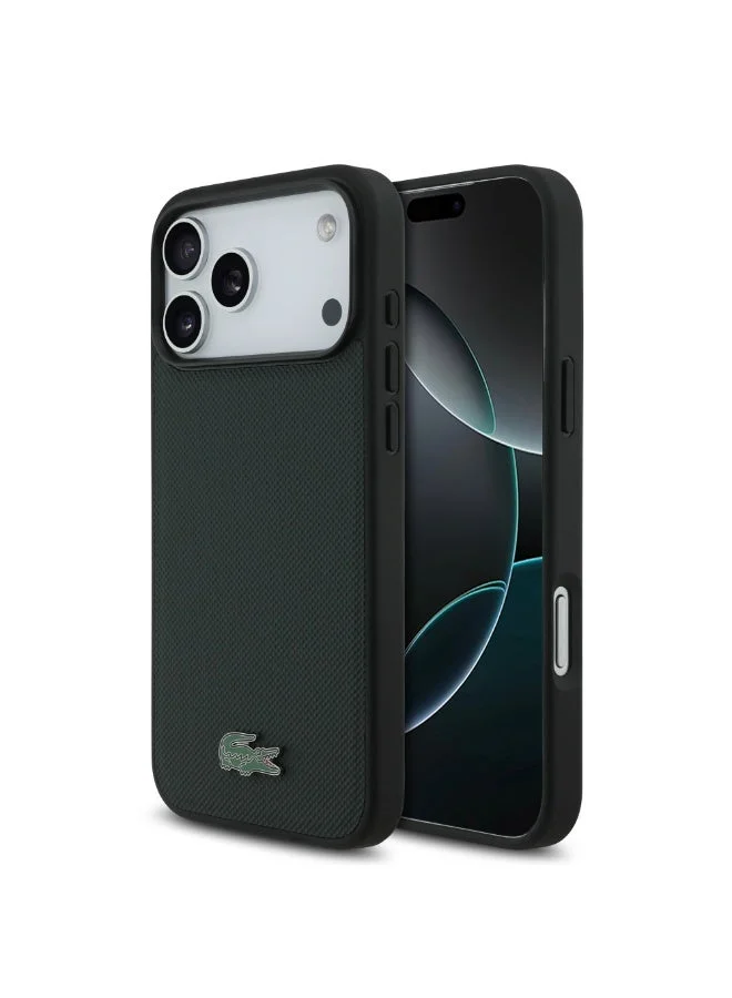 Lacoste iPhone 18 Pro Max MagSafe Hard Case with Petit Pique Texture and Lacquered Metal Logo