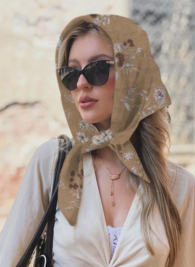 AWAYTR 4 Pcs Triangle Head Scarf Headband for Women Hair Bandanas for Women's Hair Boho Kerchief Headbands (Floral pattern + Solid color) - Image 3
