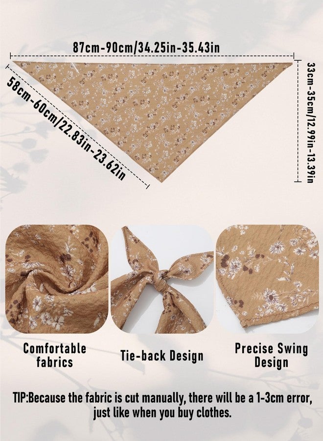 AWAYTR 4 Pcs Triangle Head Scarf Headband for Women Hair Bandanas for Women's Hair Boho Kerchief Headbands (Floral pattern + Solid color) - Image 2