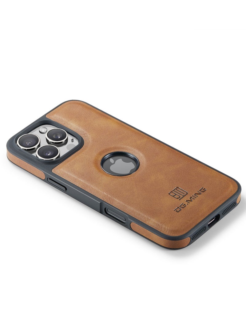 DGMING Case Cover Premium Leather Back with Logo CutOut Shockproof Compatible with Iphone 16 Pro  (Brown)  - Image 3