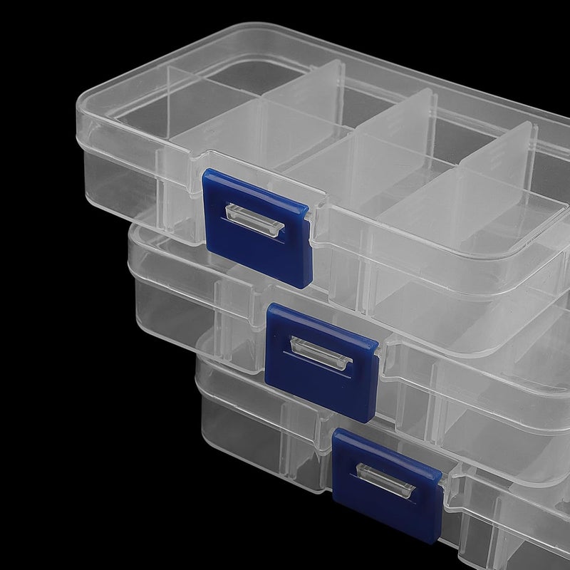 MANCHAP 12 PCS 8 Grids Plastic Bead Storage Boxes, Organizer Storage with Adjustable Compartments, 10.5 x 6.8 x 2.3cm Clear Plastic Jewellery Organisers Bead Storage Containers Case for Art Crafts - Image 4