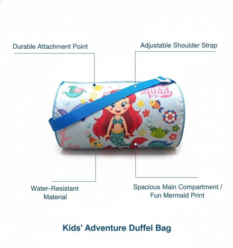 JIADA Kids Cartoon Printed Waterproof Duffle Bag | Swimming Bag for Kids Ideal for Travel Picnic Gym Sports Bag 14 inches | Polyester Material | Mermaid - Image 4