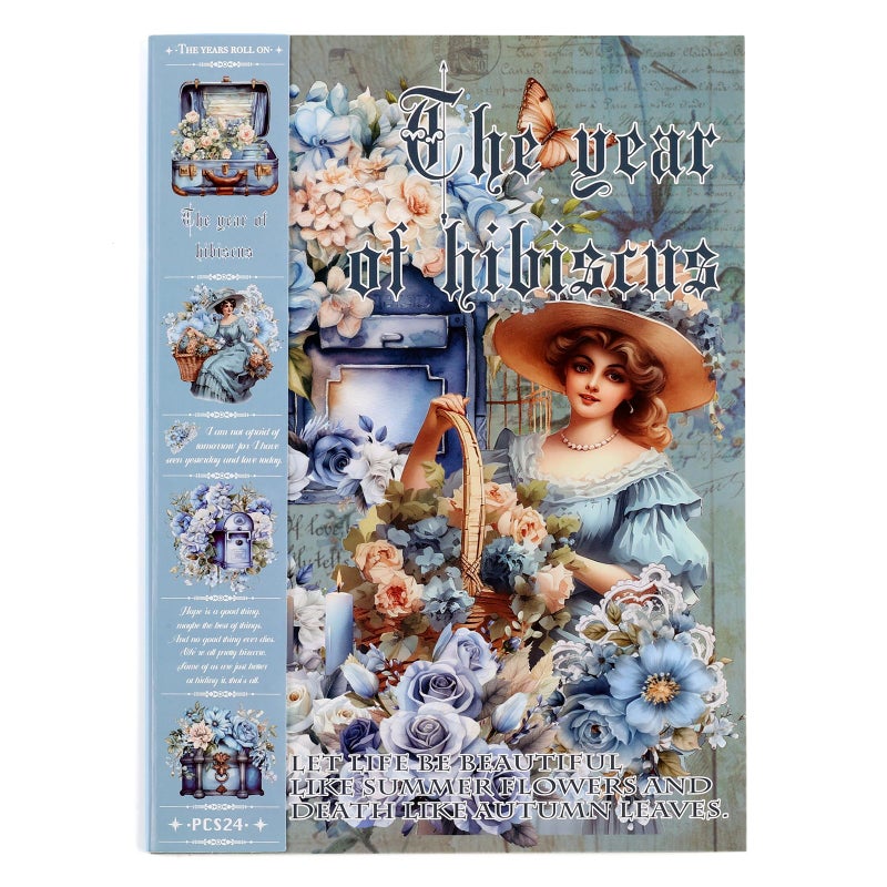 Auguro Vintage Ephemera Sticker 24 Sheets precut 300 washi Stickers Paper Journal Stickers for Adults People Junk Journal Sticker Book Scrapbooking Supplies - Image 1