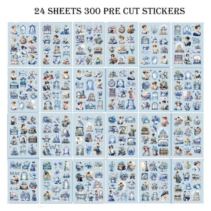 Auguro Vintage Ephemera Sticker 24 Sheets precut 300 washi Stickers Paper Journal Stickers for Adults People Junk Journal Sticker Book Scrapbooking Supplies - Image 3