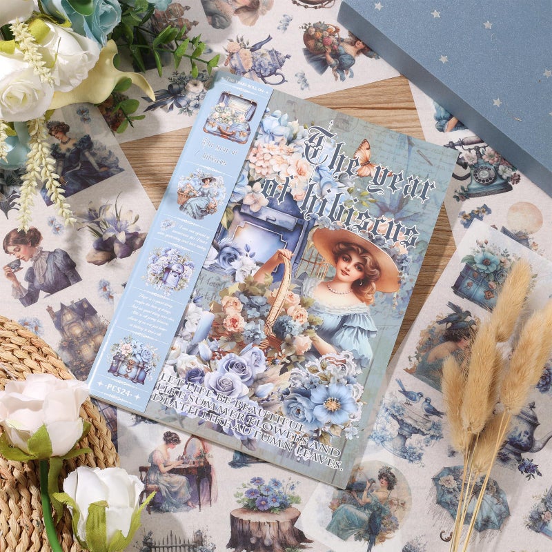 Auguro Vintage Ephemera Sticker 24 Sheets precut 300 washi Stickers Paper Journal Stickers for Adults People Junk Journal Sticker Book Scrapbooking Supplies - Image 2