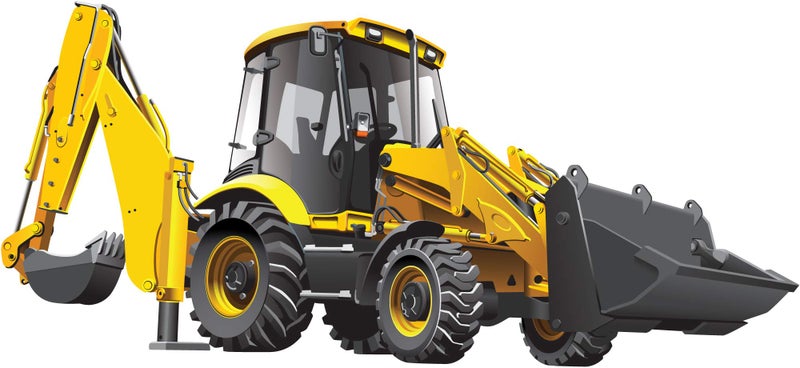 StikArt Yellow Backhoe Loader Construction Truck Wall Decal 13inches W x 11inches H