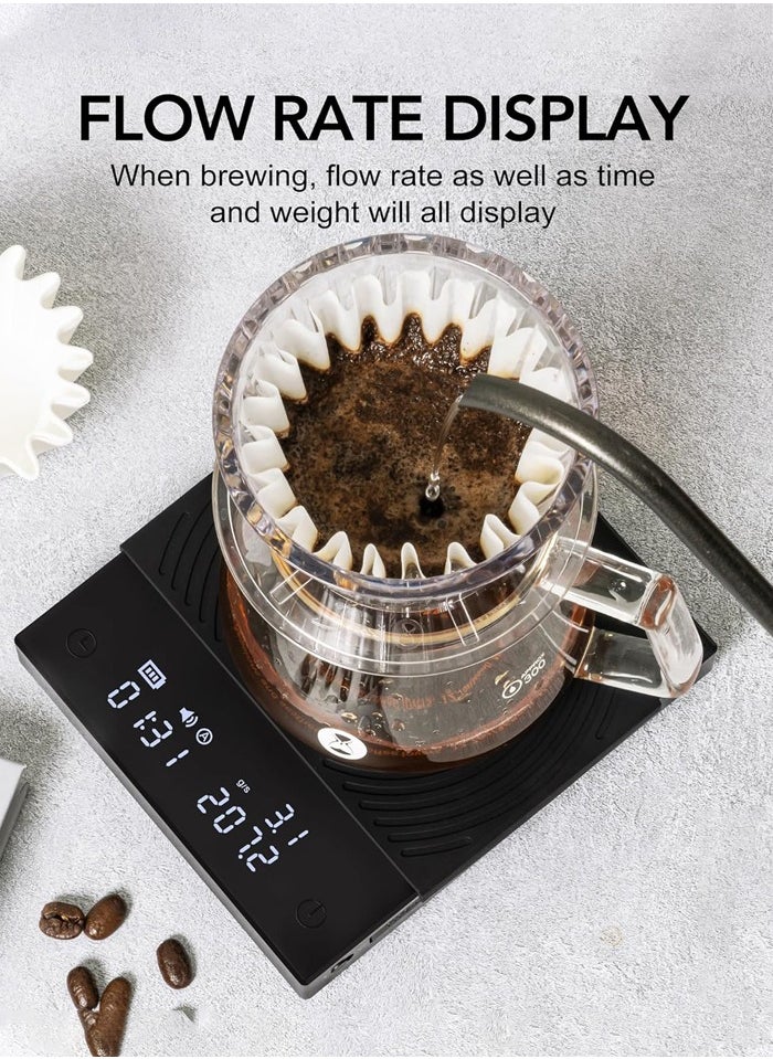 TIMEMORE - Coffee Scale with Timer,Digital Scale with LCD Display,Pour Over Drip Espresso Scale with Auto Timer Function & Flow Rate, Basic 2.0, Black - Image 1