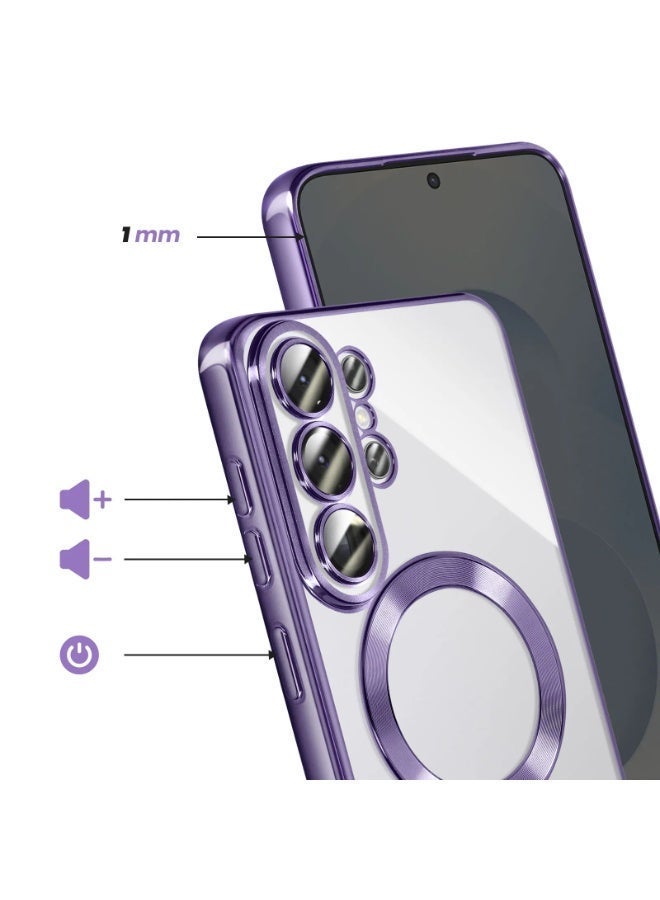 جراب شفاف مطلي بالكهرباء لهاتف سامسونج جالاكسي إس 26 ألترا، يدعم الشحن اللاسلكي، مع طلاء مغناطيسي، متوافق مع شاشة سامسونج جالاكسي إس 26 ألترا مقاس 6.9 بوصة. - Image 5