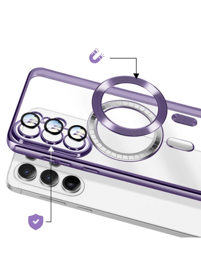 جراب شفاف مطلي بالكهرباء لهاتف سامسونج جالاكسي إس 26 ألترا، يدعم الشحن اللاسلكي، مع طلاء مغناطيسي، متوافق مع شاشة سامسونج جالاكسي إس 26 ألترا مقاس 6.9 بوصة. - Image 3