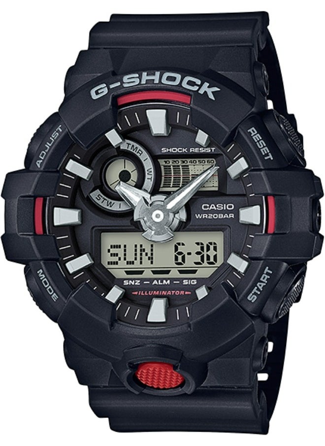 CASIO - Casio G-Shock GA-700-1A Analog Digital Black Resin Strap Alarm Men's Watch - Image 1