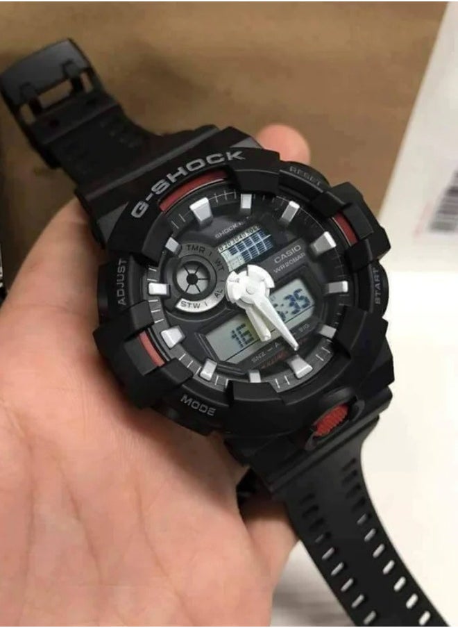 CASIO - Casio G-Shock GA-700-1A Analog Digital Black Resin Strap Alarm Men's Watch - Image 1