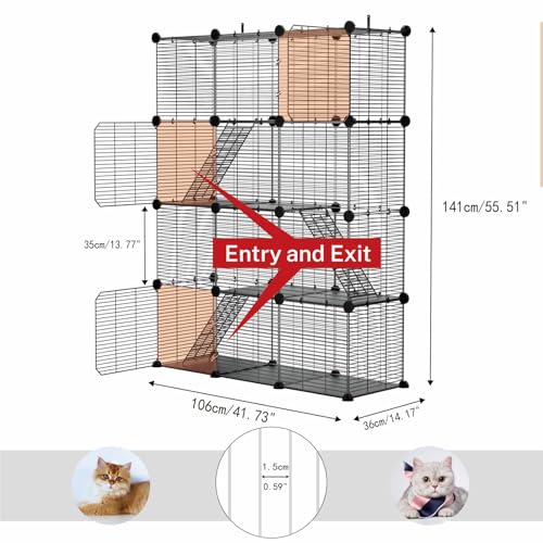 STILLCOVE Cat Cage Indoor, Big Wire Cat Cage Kennels Enclosures DIY Playpen Crates, Pet Pen C&C Cage for Multiple Cats Kittens Rabbits Bunny Ferrets Chinchilla and Small Animals - Image 3