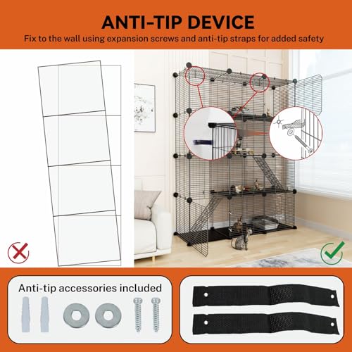 STILLCOVE Cat Cage Indoor, Big Wire Cat Cage Kennels Enclosures DIY Playpen Crates, Pet Pen C&C Cage for Multiple Cats Kittens Rabbits Bunny Ferrets Chinchilla and Small Animals - Image 4