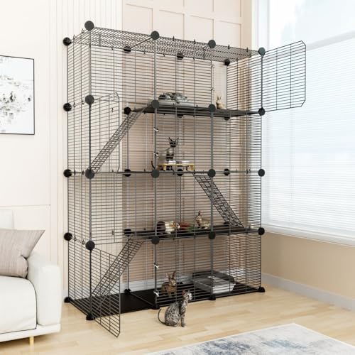 STILLCOVE Cat Cage Indoor, Big Wire Cat Cage Kennels Enclosures DIY Playpen Crates, Pet Pen C&C Cage for Multiple Cats Kittens Rabbits Bunny Ferrets Chinchilla and Small Animals - Image 1