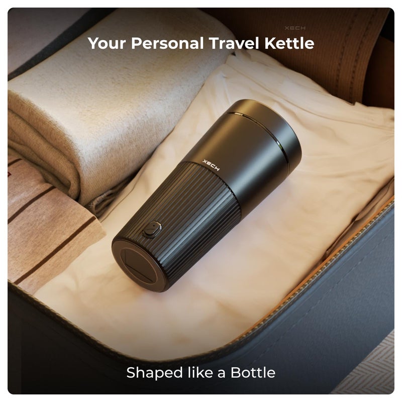 Xech غلاية كهربائية 700 مل | غلايات سفر صغيرة مع غلي سريع، جسم ABS بارد الملمس، غلاية شاي 500 واط، قهوة ووجبات سريعة | غلاية ماء ساخن مدمجة (هايدروبويل برو) (أسود) - Image 3