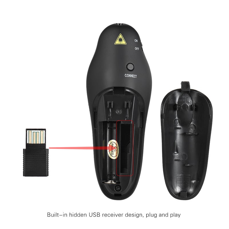 2.4GHz قلم تبديل عرض باوربوينت PPT لاسلكي عبر USB مؤشر نقر باستمرار إضاءة حمراء تحكم عن بعد لمعلم و مدرس و أستاذ و باحث - Image 3