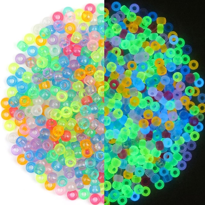 Capstro 1000PCS Glow in the Dark Large Hole 6x9mm Acrylic Pony Beads for Jewelry Making, DIY Crafts, Bracelets, Necklaces, Hair Beads – Bulk Beading Kit for Kids & Adults - Image 1