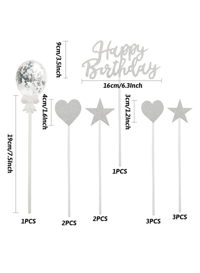 ZERODECO ZERODECO Birthday Decorations Silver, Foil Happy Birthday Balloon Banner Tablecloth Fringe Shiny Curtains Cake Flag Star and Heart Balloons Confetti Latex Balloons for Birthday Party  - Image 3