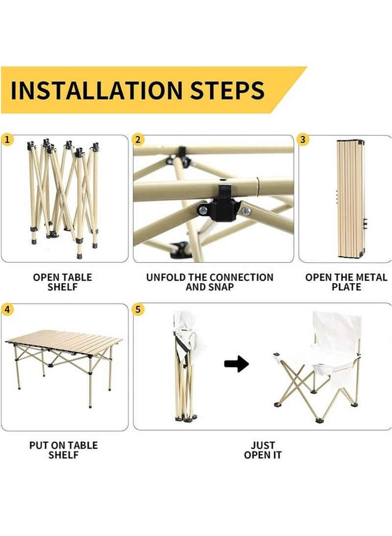 Mereza Camping Furniture Set,Foldable Camping Tables and Chairs, Portable Family Outing Camping Picnic Table And Chair Set,Multifunctional Foldable Travel Table and Chairs Set Camping Table For Outdoor BBQ,Cooking,Party, Beach - Image 2