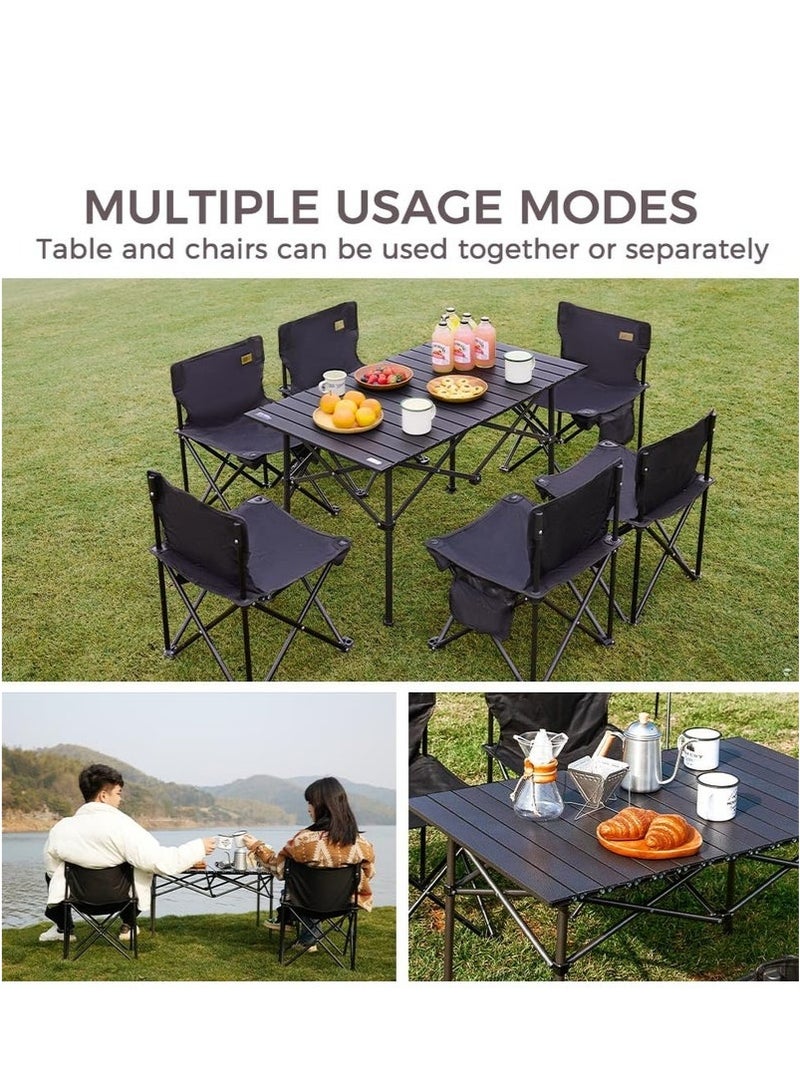 Mereza Camping Furniture Set,Foldable Camping Tables and Chairs, Portable Family Outing Camping Picnic Table And Chair Set,Multifunctional Foldable Travel Table and Chairs Set Camping Table For Outdoor BBQ,Cooking,Party, Beach - Image 5