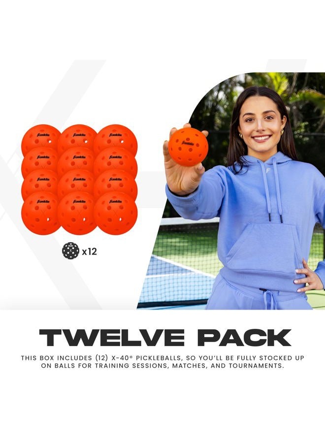 Franklin Sports X-40 Pickleballs - Outdoor Pickleballs - 12 Pack Bulk - USA Pickleball Approved - Ember - Official Ball of US Open Pickleball Championships - Image 2