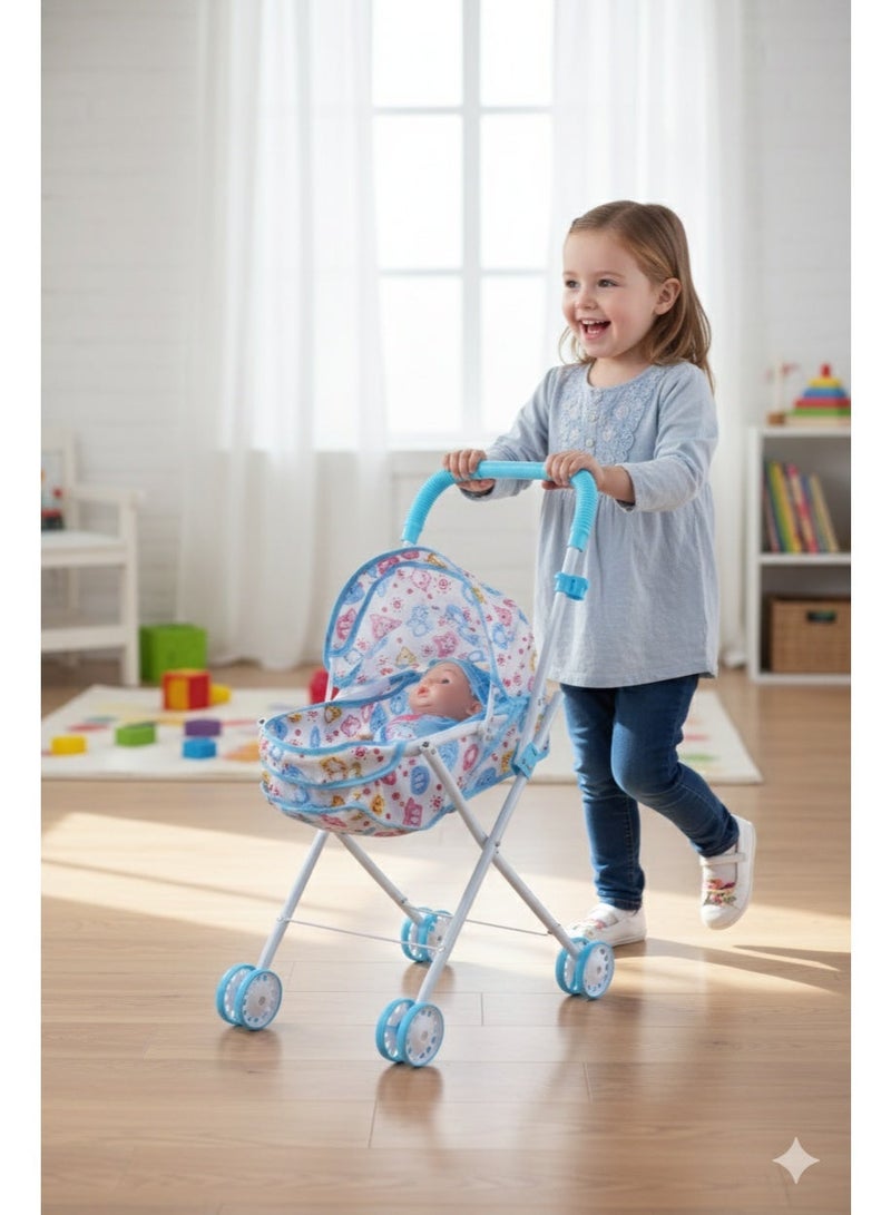 دمية طفل لطيفة مع عربة لعب – تصميم متعدد الألوان - Image 5