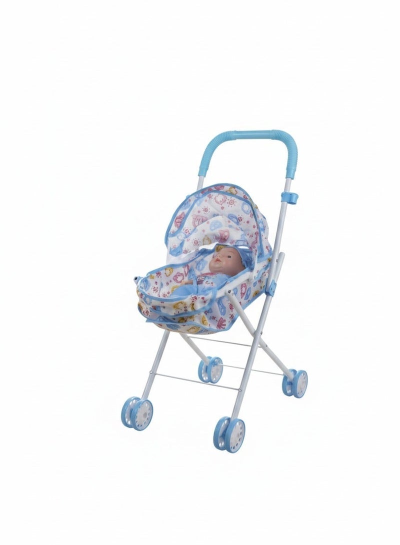 دمية طفل لطيفة مع عربة لعب – تصميم متعدد الألوان - Image 2