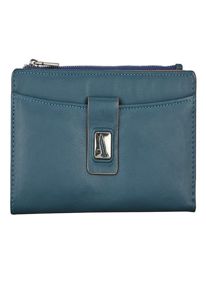 Adamis Long Leather Clutch Women's Wallet with Credit Card Holder W338 Blue - Image 1