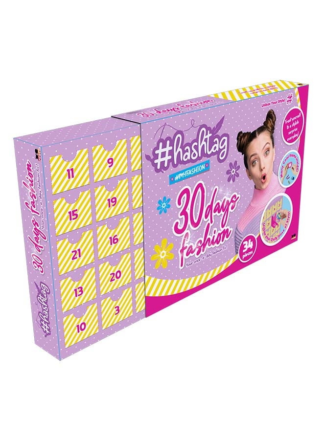Hashtag 30 Days Fashion Advent Calendar – 34-Piece Surprise Jewelry & Accessories Kit for Girls (Age 6+) - Image 3