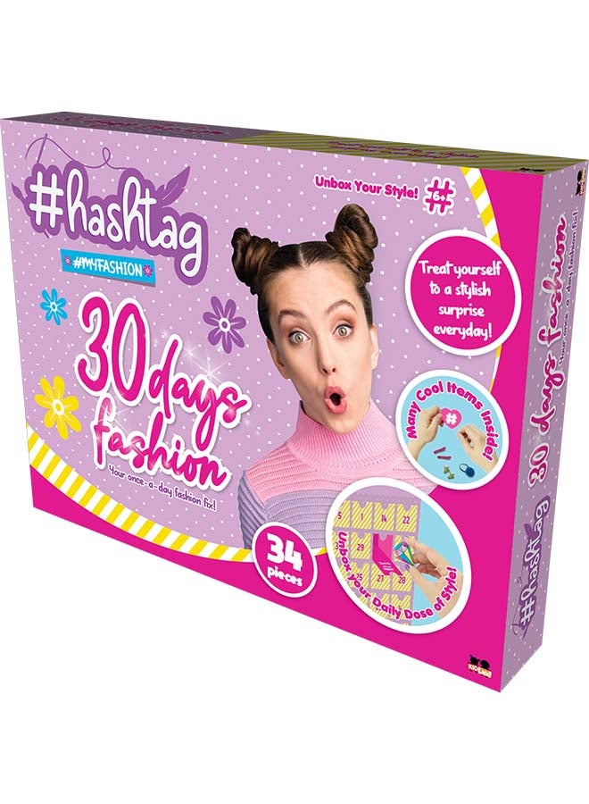 Hashtag 30 Days Fashion Advent Calendar – 34-Piece Surprise Jewelry & Accessories Kit for Girls (Age 6+) - Image 2