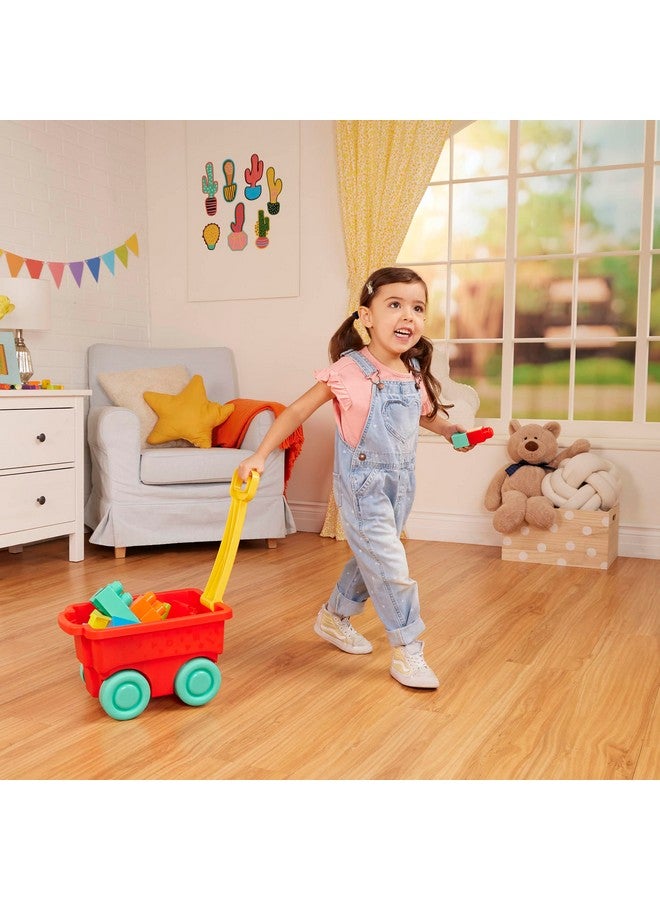 باتات - مكعبات بناء - مجموعة مكعبات من 47 قطعة - مكعبات ملونة وسميكة - مكعبات عجلات فريدة - من عمر 12 شهرًا فما فوق - عربة البناء الحمراء من لوك بلوك - Image 2