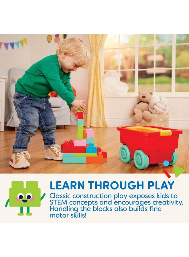 باتات - مكعبات بناء - مجموعة مكعبات من 47 قطعة - مكعبات ملونة وسميكة - مكعبات عجلات فريدة - من عمر 12 شهرًا فما فوق - عربة البناء الحمراء من لوك بلوك - Image 5