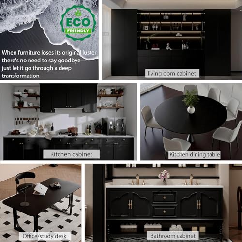 Micpolo 15.7" x 197" Black Wallpaper Matte Black Contact Paper Self Adhesive Peel and Stick Wallpaper Removable Vinyl Film Decorative for Desk Wallcovering Furniture Countertop Cabinet - Image 4